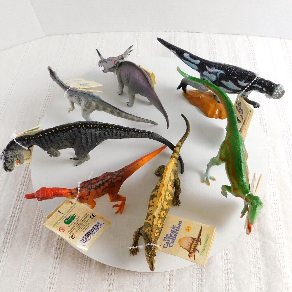 Safari Carnegie Dinosaur Lot of 7, Vintage Tagged 1990-2002 Dimetrodon Toys NEW